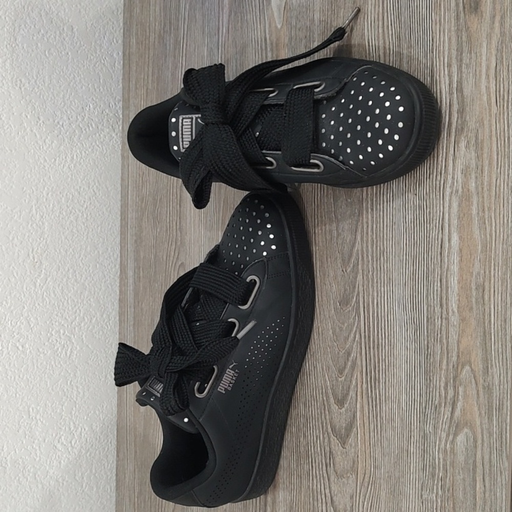 Near New Puma Basket ATH Lux Black & Silver Laser Polka Dot 9.5